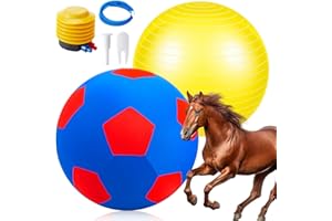 Suilung 48 Inch Giant Herding Ball with Cover Anti Burst Ball Please Watch VCR for How to Inflation Large Horse Toys for Horse Stall Entertainment Play, Pump Included(Blue-red)