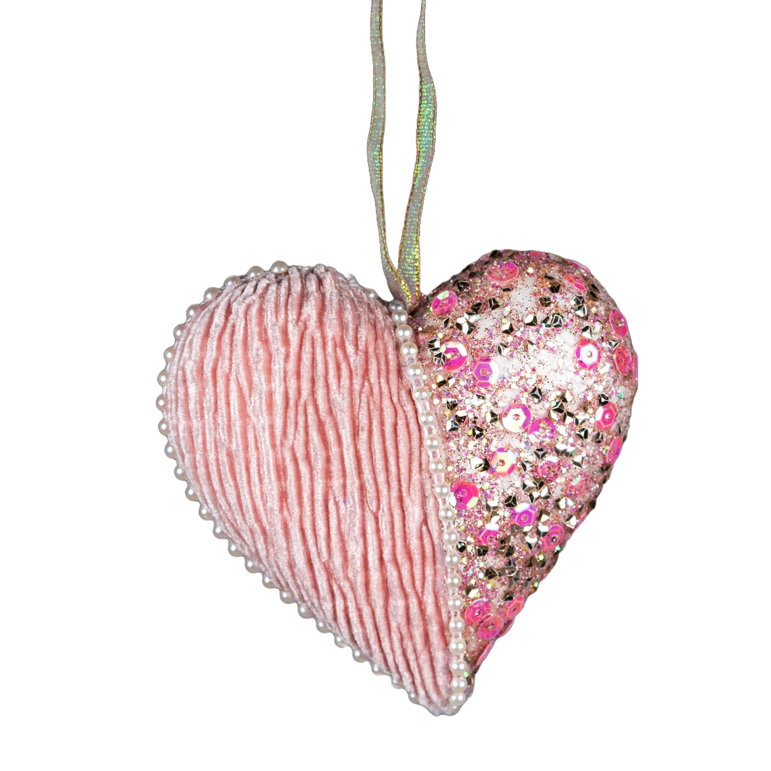 Baby Pink Heart 12cm - Christmas Tree Hanging Decorations Festive Decorative Ornaments Fairy Tale Themed Xmas Tree Pendant