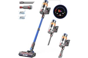 AUQQ Cordless Vacuum Cleaner, 550W/45Kpa Stick Vacuum with Intelligent Display, 60Mins Runtime Vacuum Cleaner for Home, Anti-Tangle & Auto Mode, Rechargeable Vacuum for Pet Hair Carpet Hardwood Floor
