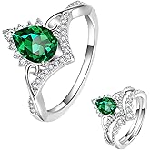 LEXLUNE 1.0CT S925 Sterling Silver Bridal Ring Sets Teardrop CZ Engagement Vintage Pear Birthstone Promise Rings Wedding Bands for Women