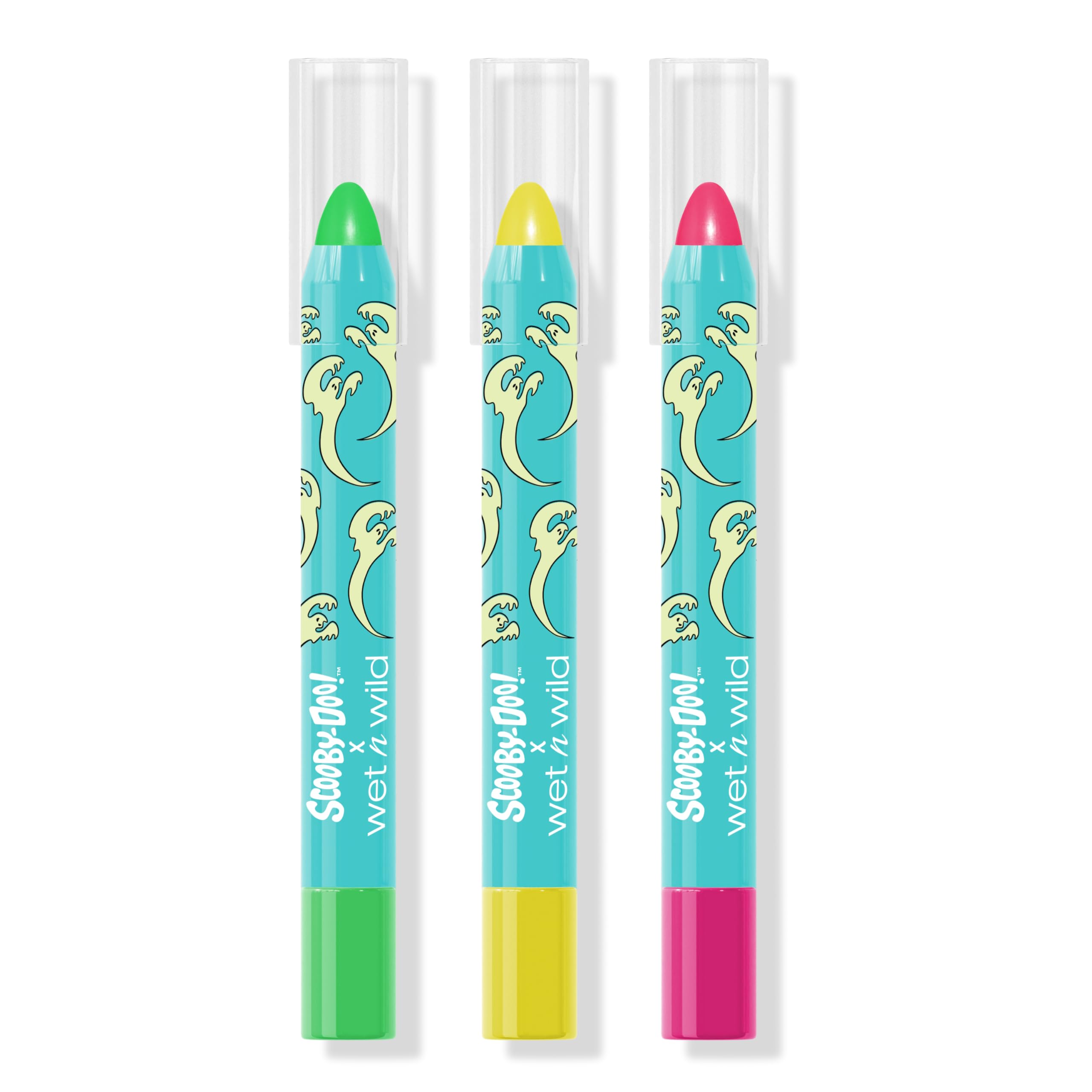 Wet n Wild Scooby-Doo Glow Madness, 3-Piece UV Glow Crayon Set for Face and Body, Blendable and Easy-to-Apply Intense Neon Colors for Vibrant Makeup Under UV Light