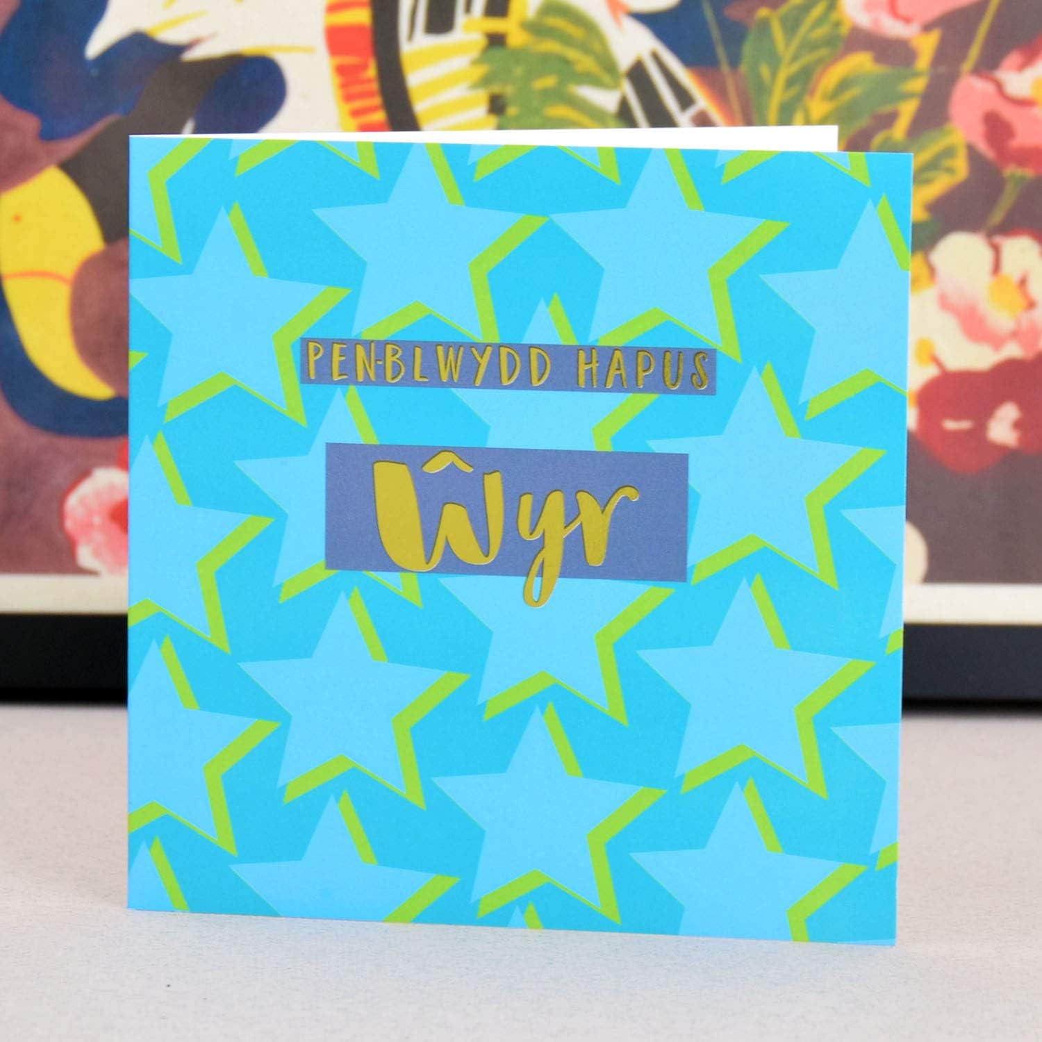 Claire Giles Greeting Cards, Welsh Happy Birthday Grandson Card, Penblwydd Hapus wyr, Text Foiled in Shiny Gold - Image 5