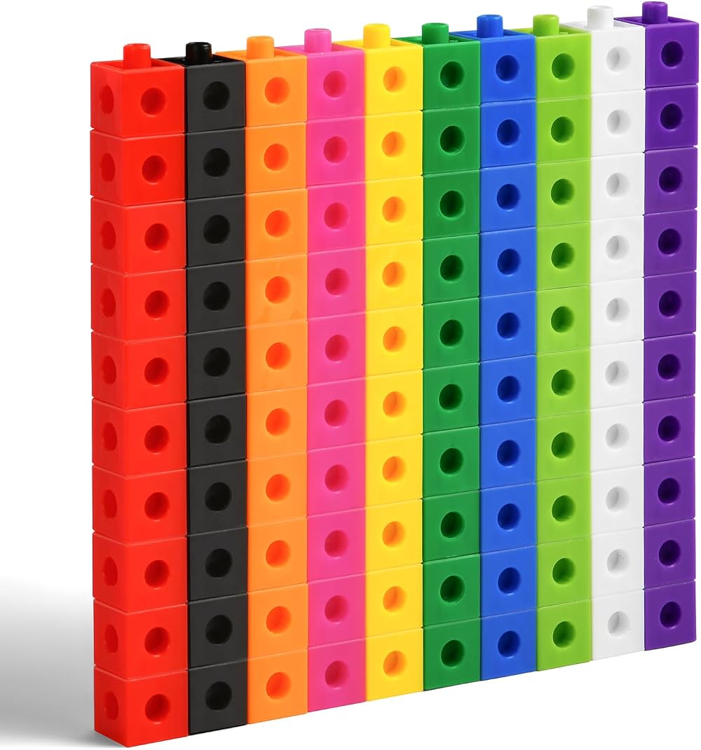 HOTUT 100 Pcs Maths Cubes with 10 Colours Linking Blocks 2 cm