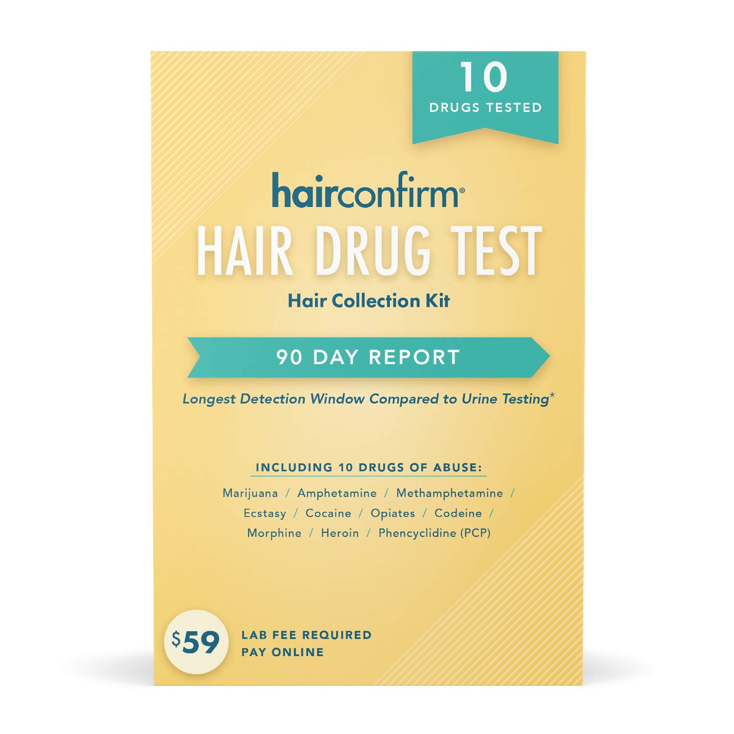 HairConfirm 10 Panel Hair Drug Test Collection Kit Only, 90 Day