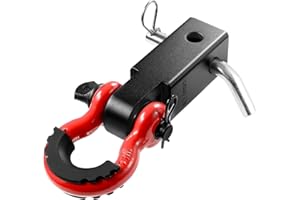 VEVOR Shackle Hitch Receiver, Fits 2" Receivers, 44100 lbs Breaking Strength, D Ring Shackle with Trailer Hitch Lock Pin, Heavy Duty Towing Accessories for Trucks, Jeeps, Off-Road Vehicle Recovery