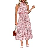 Chang Yun Maxi Summer Dresses for Women Halter Sleeveless Floral Boho Sun Vacation Outfits Long Wedding Guest Dress