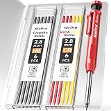Nicpro CP1000 Carpenter Pencil with Sharpener 2.8 mm, 13 Refills