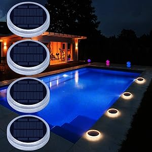 Solar Deck Lights, Driveway Walkway Dock Light Solar Powered Outdoor Waterproof Stair Step Pathway Ground LED Lamp for Backyard Patio Garden, auto On/Off - Warm White - 4 Pack