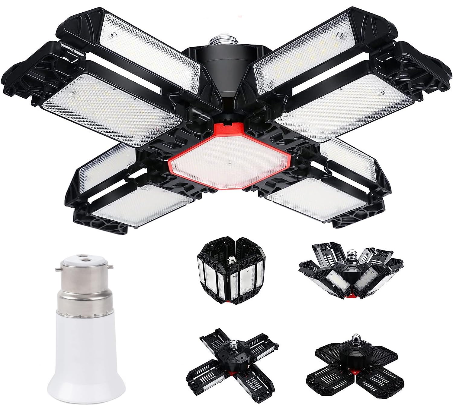HZSANUE E27 Screw B22d Bayonet LED Garage Light 200W, Daylight White 6500K 22500Lm Deformable Workshop Lamp, LED Ceiling Lighting, for Garages, Basement, Warehouse Attic, Gym(Pack of 1)