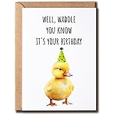 NSLDesigns Well Waddle You Know It's Your Birthday Card - Your Birthday Funny Card - Cute Duck Card - Anniversary Keepsake - Gift For Friends Her