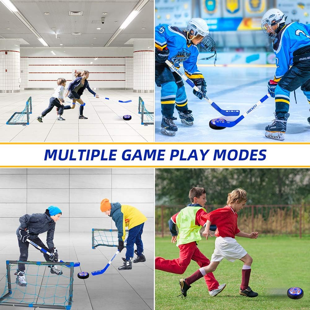 Hockey Gifts for Boys, Rechargeable Hockey Hover Set with 2 Goals Boys Toys Air Floating Hockey with LED Light Indoor or Outdoor Sport Ball Games for Boys Girls Toddlers for 3-12 Year Old Kids: Toys & Games