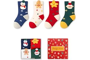 SAWNFAY Kids Christmas Socks - 4 Pairs for Toddlers