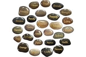 Ausluru 27 PCS Engraved Inspirational Stones Gift Stones with Inspirational Words for Friends and Family Encouragement Rocks for Praying and Decoration, Motivational Valentine's Day Gift