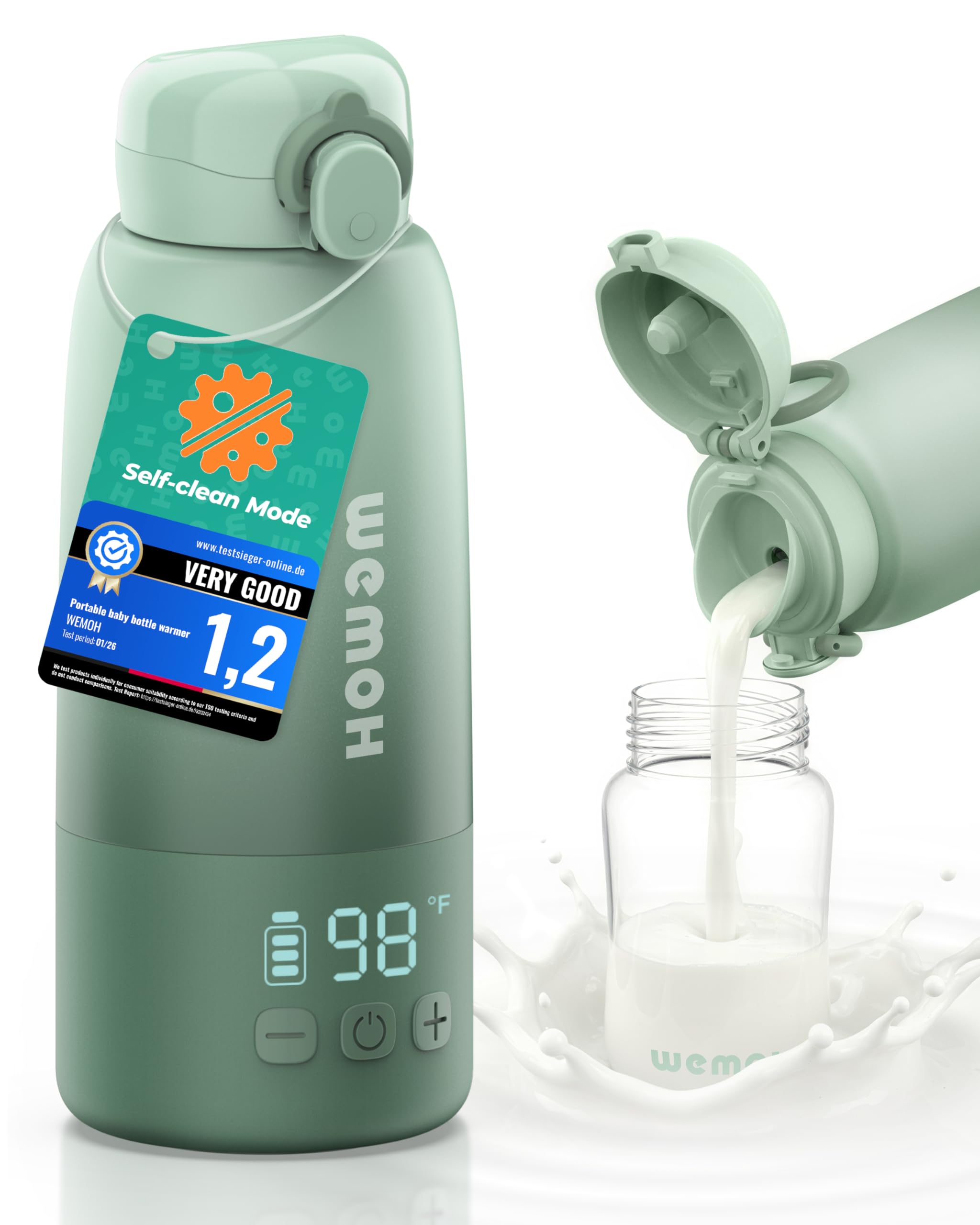 Photo 1 of NON-FUNCTIONAL, PARTS ONLY------------------------Upgraded Portable Milk Warmer with Self-Clean Function, 110W Fast Heating for Breast Milk & Formula, 16oz Large Capacity Travel Bottle Warmer, USB-C Fast Charge, Ideal for Hiking, Flights & Car Use