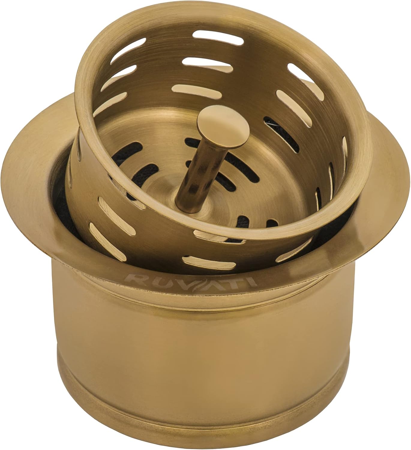 Ruvati Extended Garbage Disposal Flange with Deep Basket Strainer - Matte Gold Satin Brass - RVA1049GG