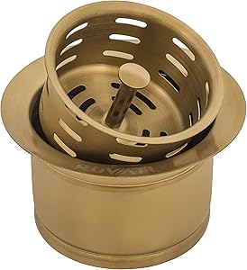 Ruvati Extended Garbage Disposal Flange with Deep Basket Strainer - Matte Gold Satin Brass - RVA1049GG