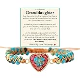 ROYNRAU To My Granddaughter Jasper Heart Bracelet, Natural Imperial Stone Infinity Forever Love Beaded Double Layer Braided Handmade Bracelet Adjustable Jewelry Gifts for Women