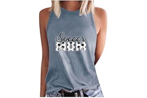 Mzkdieey Women's Soccer Mom Tank Tops Mama Shirts Game Day Tee Top Crewneck Sleeveless Summer Casual T-Shirts Blouses
