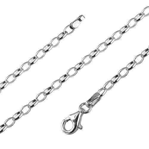 Avesano Damen Halskette Ankerkette Weitankerkette 2,7 mm breit in 925 Sterling Silber, Kettchen Schmuck Collier Kette, Silber