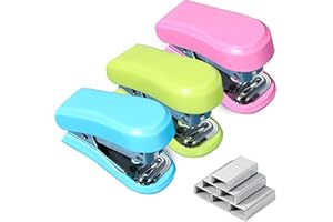 BoAn Mini Stapler, Staple Remover, Desk Stapler Office Staplers, 20 Sheet Capacity, Cute Stapler with 600 pcs Staples for Office and School Supplies(Blue&Pink&Green)