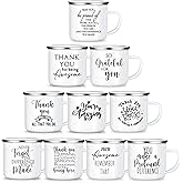 Norme 10 Pcs Thank You Gifts Mugs Valentines Employee Appreciation Bulk 12 oz Enamel Coffee Cups Inspirational Mug for Thanksgiving Xmas for Coworker Team Staff Teacher Nurse(Classic,White)