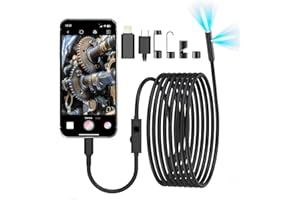 PEMAMNOV iPhone Endoscopy Camera with Lights,Dual Lens,1920P,16.5ft Semi-Rigid Serpentine Cable IP67,Borescope Camera with 8+1 LED Lights for iPhone and Samsung,Cool Gadget for Men Gifts