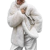Wyeysyt Womens Faux Fur Coat Long Fluffy Shaggy Jacket Lapel Winter Furry Coats Fuzzy Outerwear