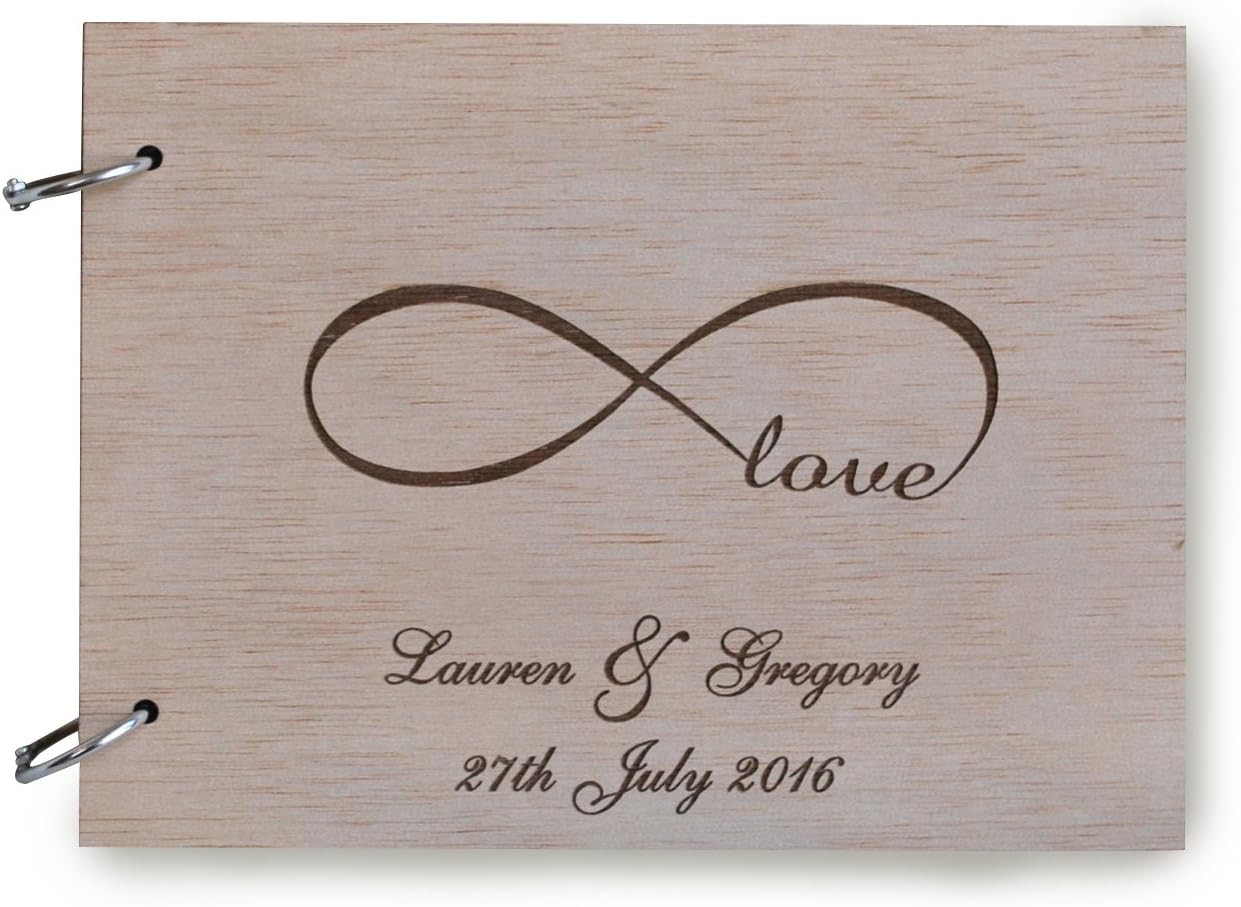 Infinity Love Guest Book, Mr & Mrs Guest Book, Wood Wedding Guest Book, Personalized Photo Album, Wood Engraved Guest Book, Anniversary Gift.