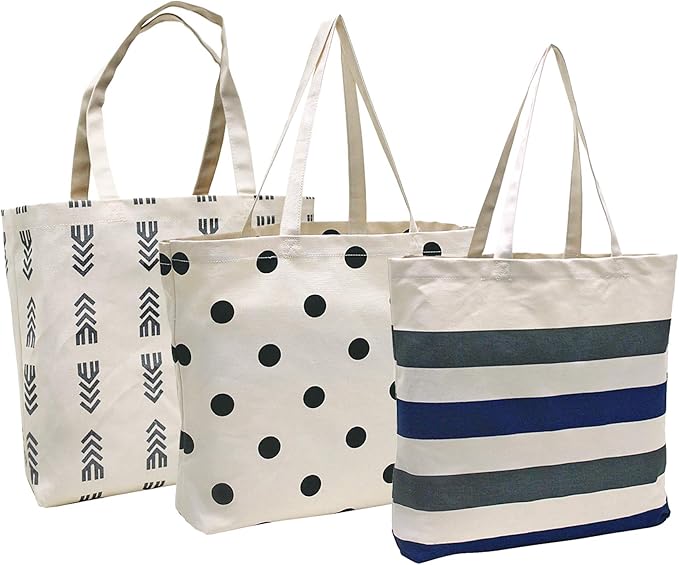 E Reusable Cotton Canvas Shoulder Tote Grocery Shopping Bags