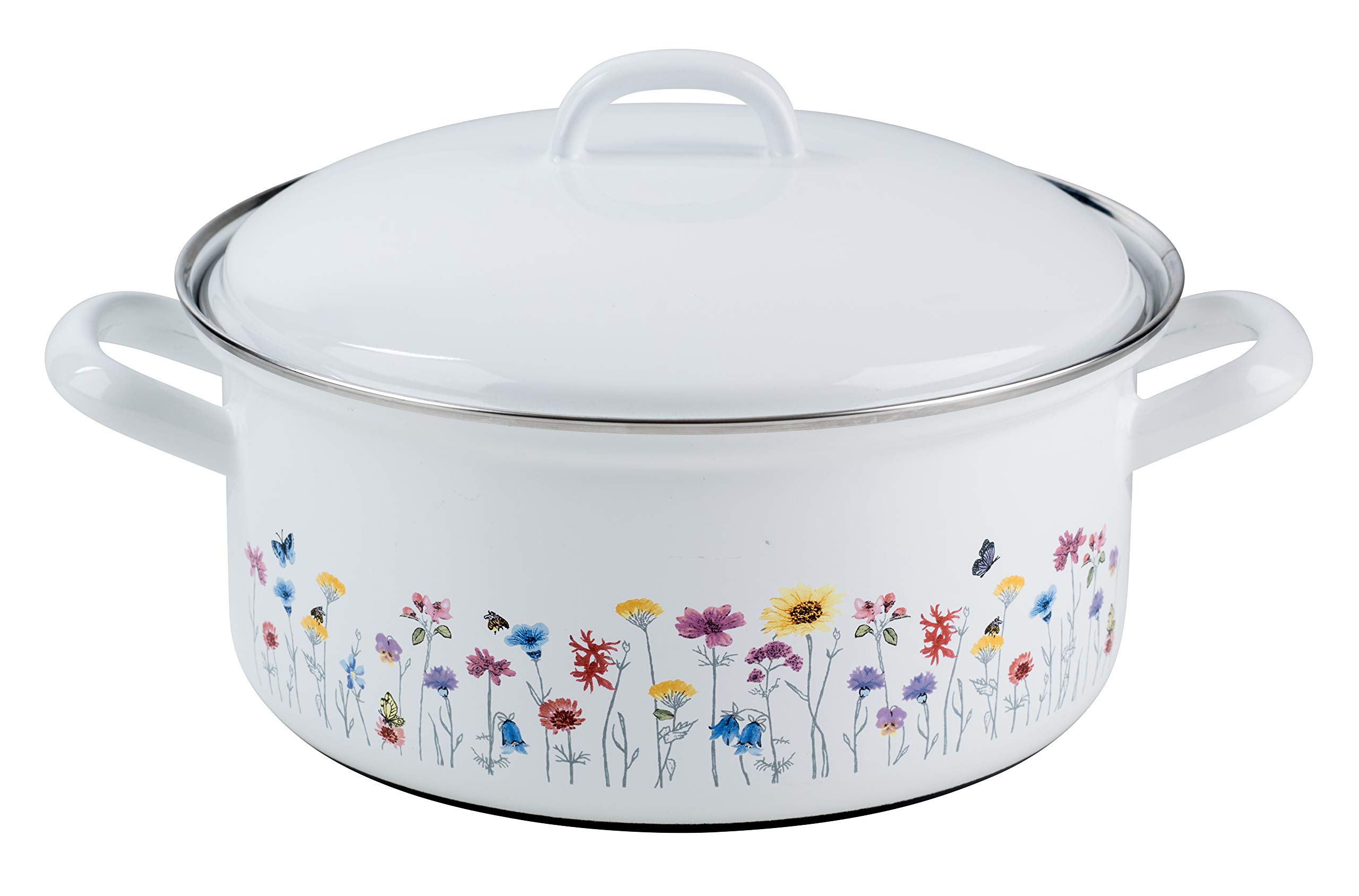 Riess 0130-070 Casserole with lid, diameter 20 cm, capacity 2.0 litres, Country, special edition Flora, induction