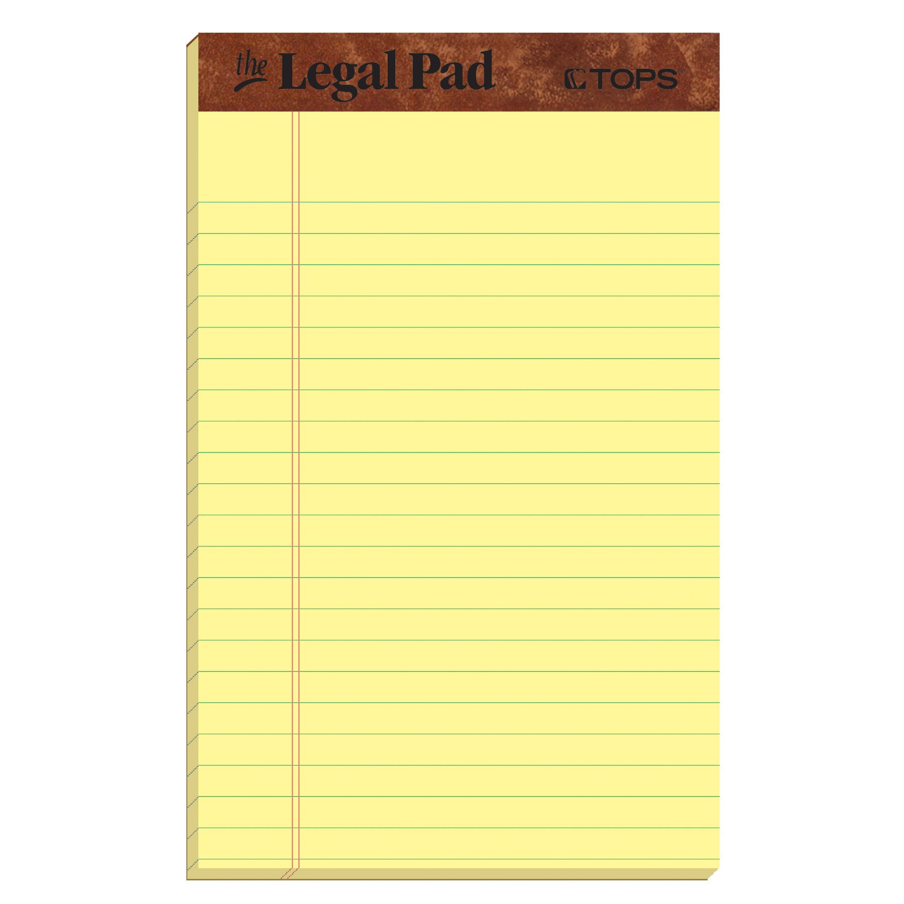 Tops The Legal Pad Writing Pads, 5" x 8", Jr. Legal Rule, Canary Paper, 50 Sheets, 5 Pack (75017)