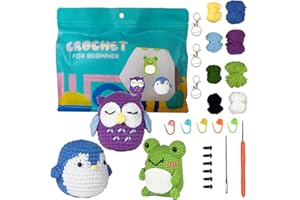 Crochet Kit for Beginners, 3PCS Crochet Animal Kit Crochet Kit for Kids Adults Beginner Crochet Kit with Step-by-Step Instruc