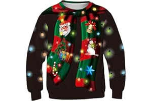 GRAJTCIN Kids Ugly Christmas Sweater Sweatshirt Boys Girls Non-knitted Funny 3D Graphic Costume