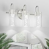 Aipsun Brushed Nickel Bathroom Light fixtures 3 Lights Modern Bathroom Wall Sconces with Bubble Crystal Glass LED Vanity Ligh