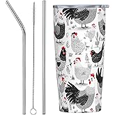 Yamegoun Chicken Tumbler with Lid and Straw 20oz Vacuum Travel Coffee Mug Stainless Steel Double Wall Insulated Cup for Hot and Cold Drinks Gifts for Women and Men