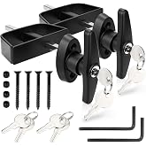 Gnellkoor Shed Door Lock Latch, 2 Pack 5-1/2 Inch Stem Shed Door T Handle Lock with 8 Keys Hardware Set for Storage Barn Camper RV Garage, Fits on 4-1/2" Max Thickness