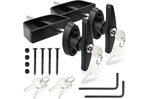 Gnellkoor Shed Door Lock Latch, 2 Pack 5-1/2 Inch Stem Shed Door T Handle Lock with 8 Keys Hardware Set for Storage Barn Camper RV Garage, Fits on 4-1/2" Max Thickness