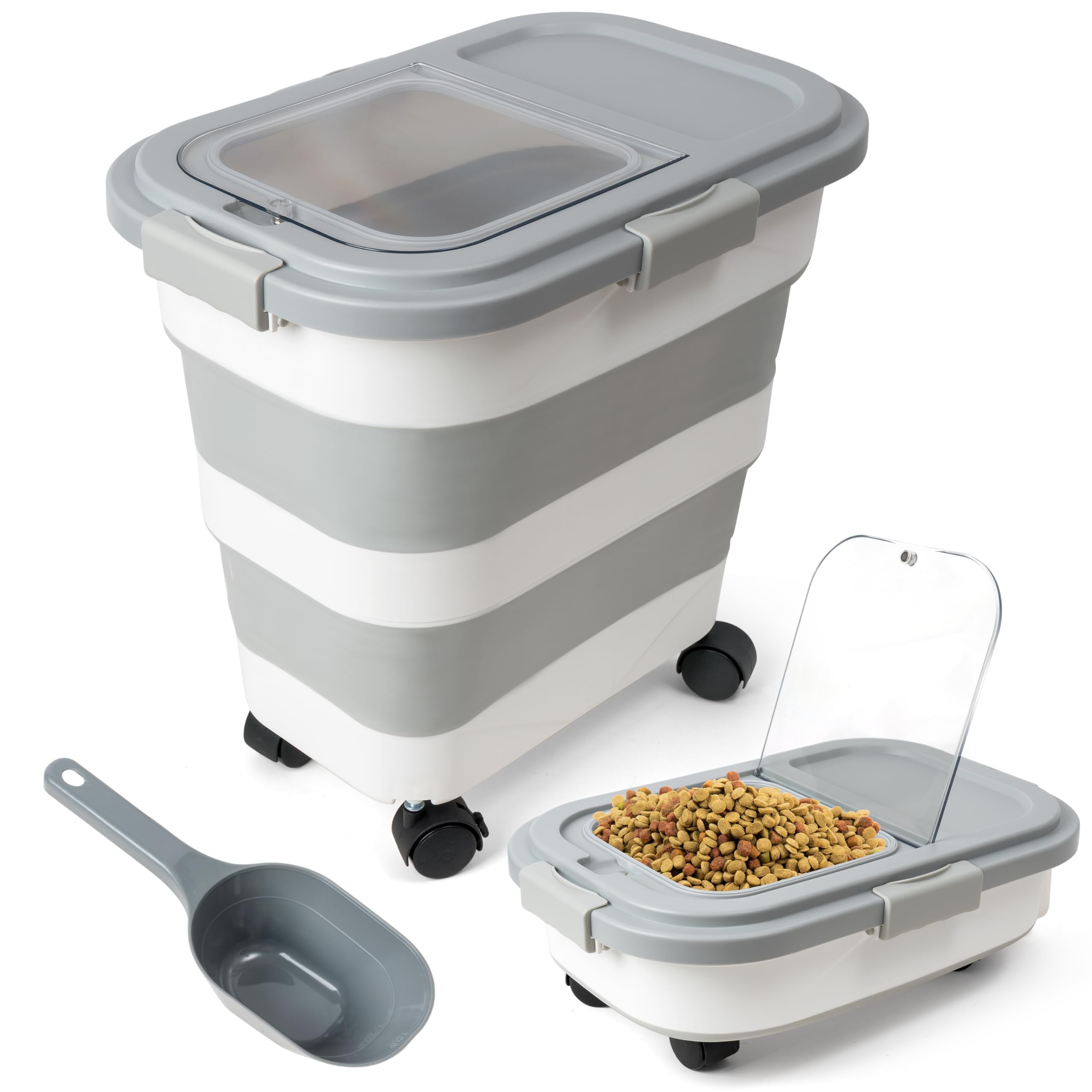 Photo 1 of MALLMALL6 Pet Food Storage Container - Collapsible Dog Food Container with Spinner Wheels Scoop and Drying Box, Airtight Multifunctional Exlarge 20-50 LB Food Storage for Rice Cat Pet Kitchen Dry Food