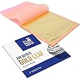Slofoodgroup - 24 Karat Edible Gold Leaf Loose Sheets - 5 Sheets Gold Leaf Per Book - Gold Leaf Sheet Size 3.15in x 3.15in Loose Leaf Sheets - Edible Decoration, Crafting, Art and More