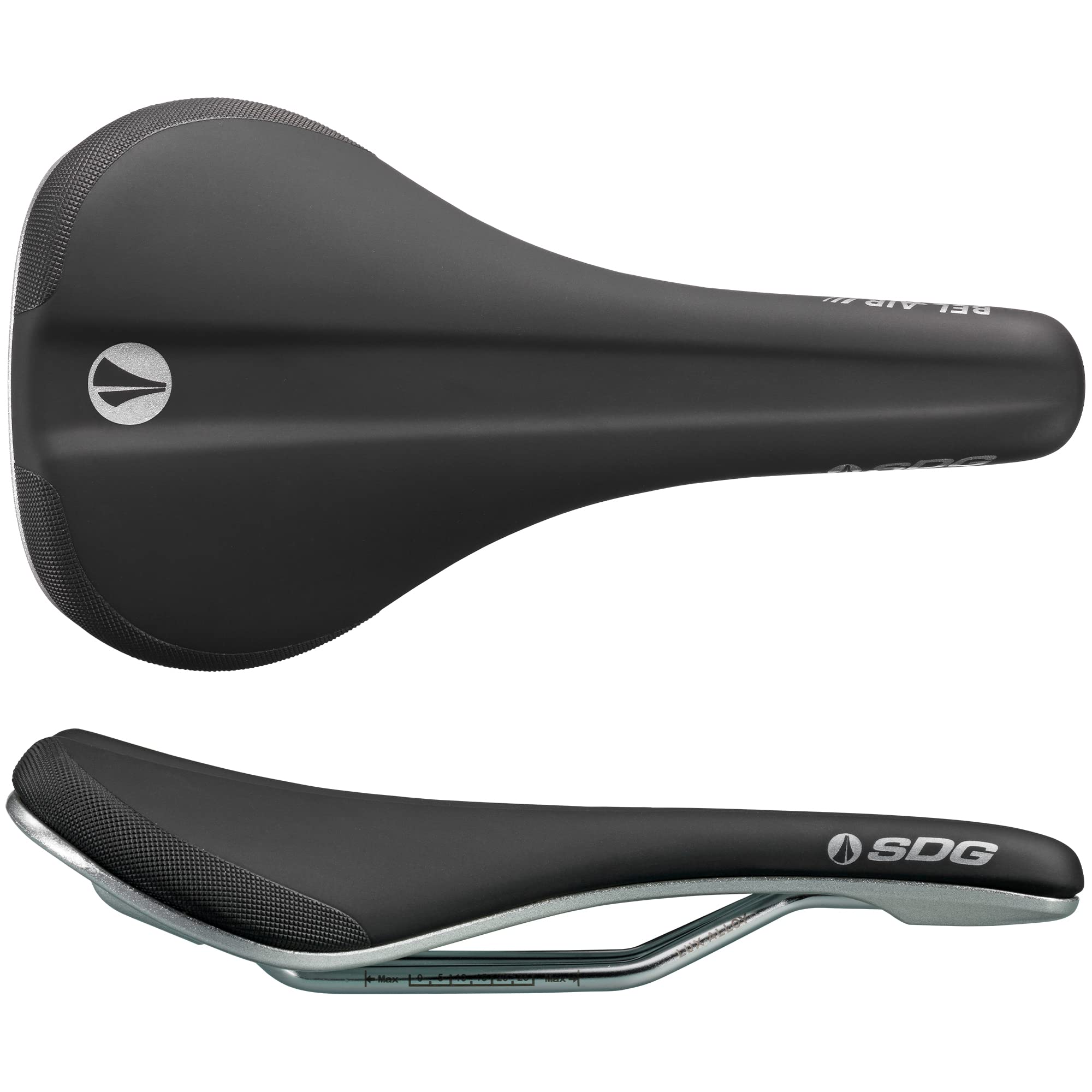 SDG Bel-Air V3 Galaxic Bike Saddle – Black Microfibre Top/Silver Base | Lightweight MTB, Trail & Gravel Comfort Seat with Cut-Out & Lux-Alloy Rails
