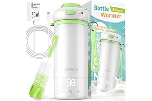 AMMSIA Portable Bottle Warmer for Travel – Fastest Heating & Charging & Long Battery Life, Fits Global 100-240V, Sterilization & Water Quality Test Mode, 17Oz Baby Milk Warmer for Breastmilk, Formula, Water
