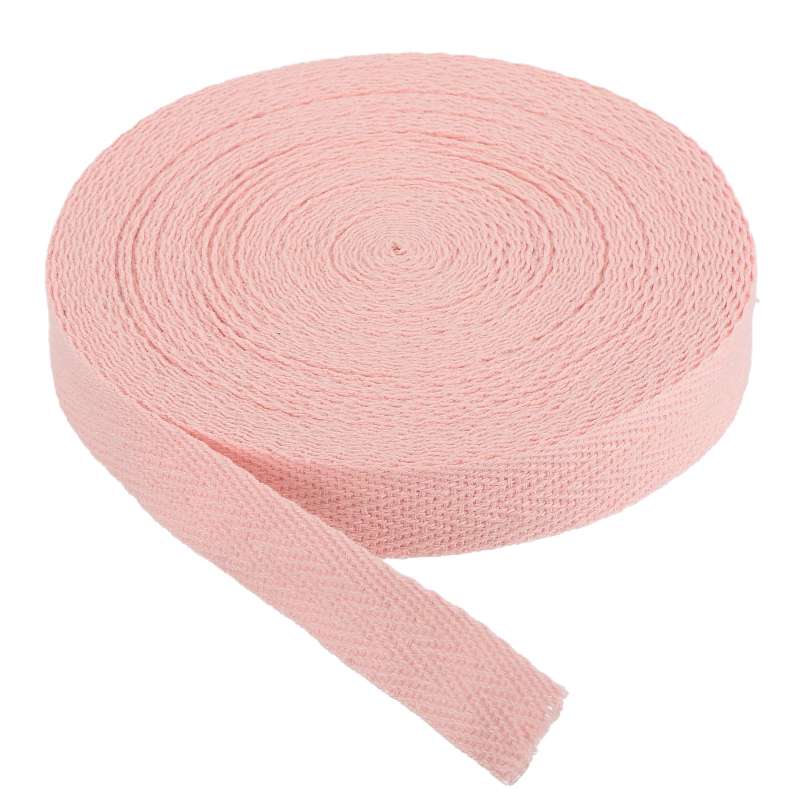PATIKIL Cotton Twill Tape 15mm(5/8") 9m(10 Yards) Cotton Ribbon Bias Binding Tape Herringbone Webbing Trim for Sewing Gift Wrapping DIY Pale Pink