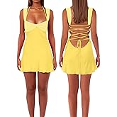 Women’s Mini Dress Patchwork Sleeveless Strapless Lace Up High Waist A-line Elegant Party Clubwear Short Dress