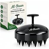 AL-IHSAN Scalp Massager Shampoo Brush - Soft Silicone Bristles Scalp Brush for Hair Growth - Hair Scrubber for Exfoliation and Dandruff Removal - Stress Relief Head Massager for All Hair Type &ndash; Black