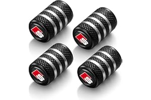 Fiuwrs Tire Valve Stem Cap Cover Fit for Audi S-line RS Series Belt O-Ring Seal Corrosion Resistant Tire Air Cover Car Accessories 4 Pc Black