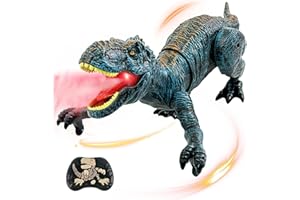 TALGIC Remote Control Dinosaur for Boys 4-7, Robot Dino Toys for Kids 5-7, rc Dino with Realistic Legs & Spray Stream, Remote Dinosaur Toys for Kids3 4 5 6 9 Year Old boy Birthday Gift (Blue)