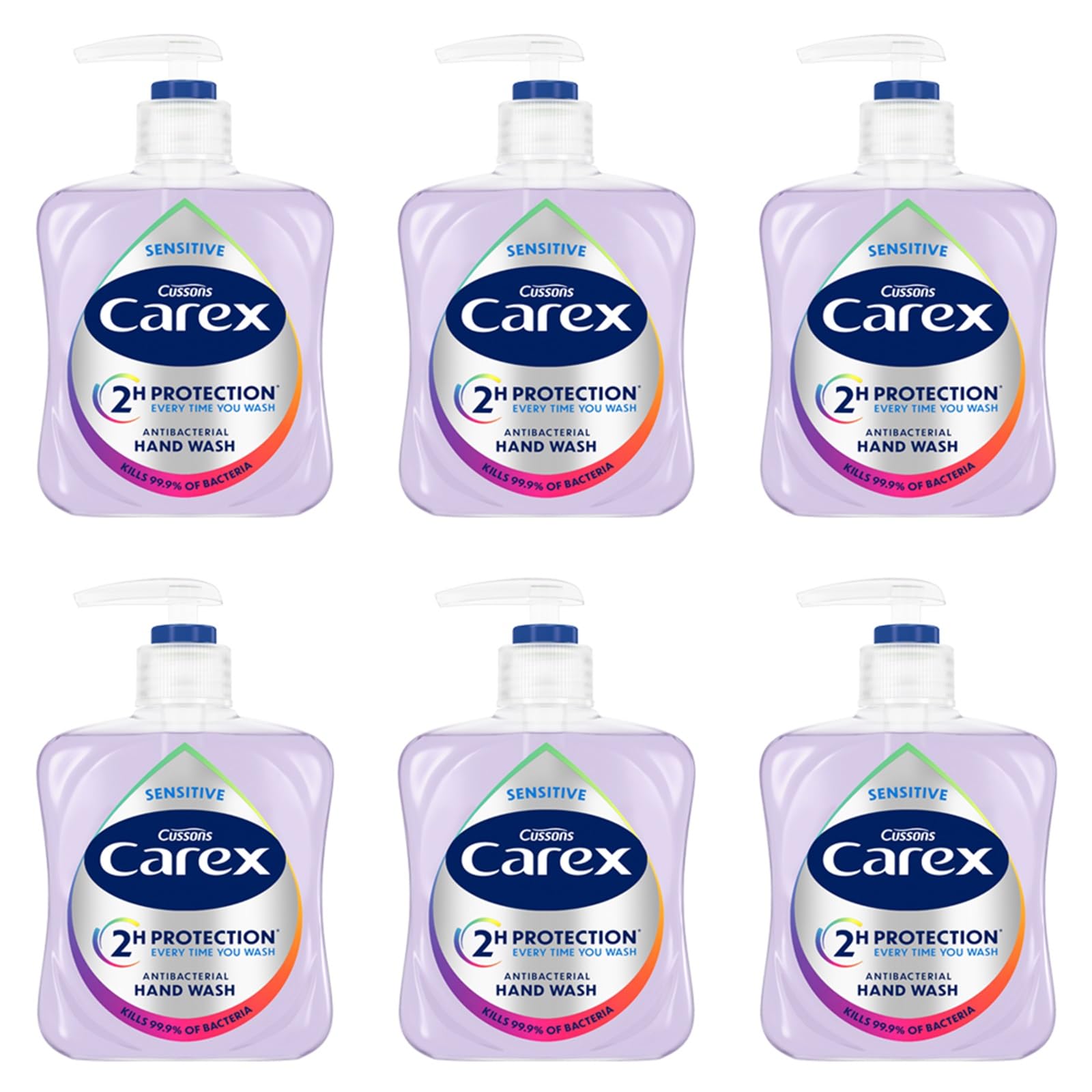 Carex Dermacare Sensitive Antibacterial Hand Wash, Soap for Senstive Skin, Gentle and Protects Hands, Bulk Buy, Pack of 6 x 250ml