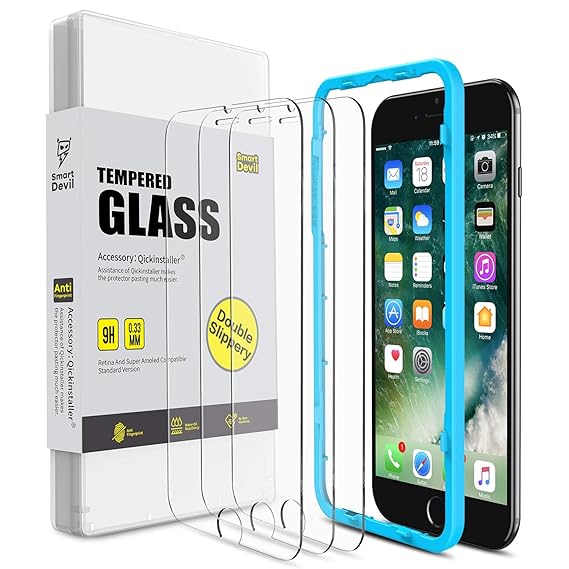 SMARTDEVIL [3 Stück Replacement for iPhone 8 Plus/iPhone 7 Plus Panzerglas Schutzfolie, mit Installation Werkzeug Displayschu