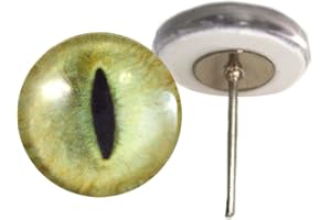 Pale Yellow Cat Glass Eyes On Wire Pin Posts for Needle Felting Sculpture Making Taxidermy and Other Crafts (12mm)