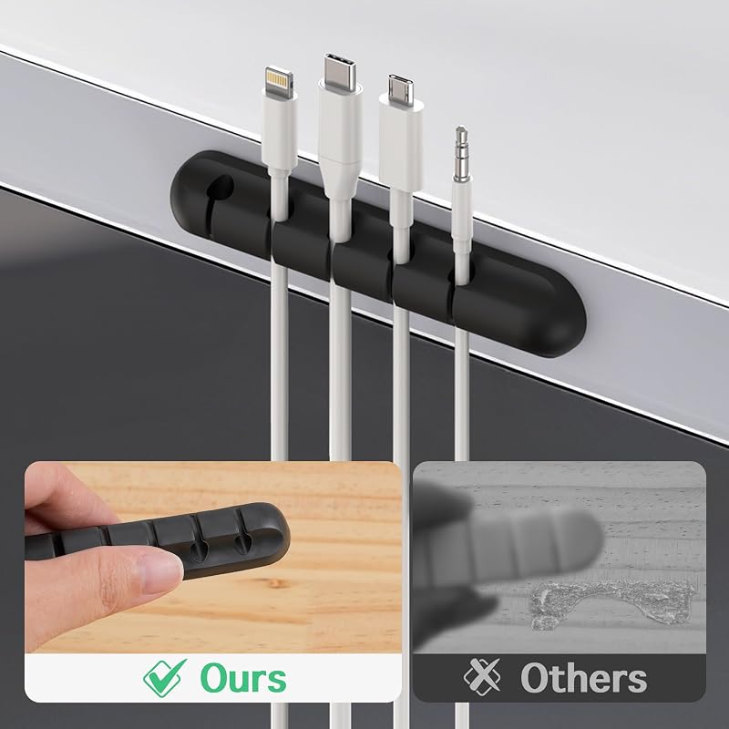 Clips para Cables, 3/5 Unidades, con 2 Colores de Organizador de Cables, para Escritorio, Cable de alimentación, Cable de Carga USB, Cargadores, Cables de Audio, Oficina y usuarios domésticos